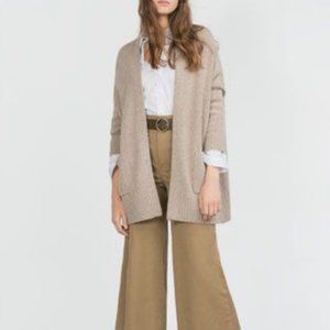Zara Knit Open Cardigan Sweater Wool Blend Medium